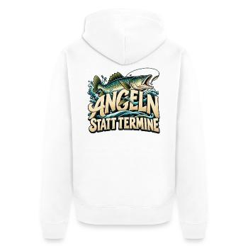 Angeln statt Termine Geschenkidee Vatertag - Unisex Premium Bio Zip Hoodie - Weiß - Hinten - Thijin (182cm)