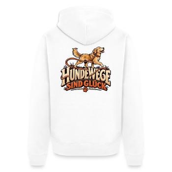 Hundewege sind Glück Liebevolles Hundemotiv - Unisex Premium Bio Zip Hoodie - Weiß - Hinten - Thijin (182cm)