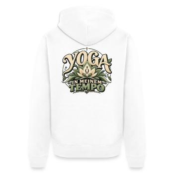 Yoga in meinem Tempo Ruhiges Yogamotiv - Unisex Premium Bio Zip Hoodie - Weiß - Hinten - Thijin (182cm)
