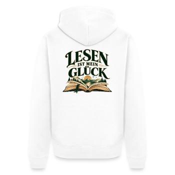 Lesen ist mein Glück Geschenktipp für Leseratten - Unisex Premium Bio Zip Hoodie - Weiß - Hinten - Thijin (182cm)