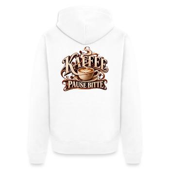 Kaffeeliebe mit Ruhe Geschenk für Kaffeeliebhaber - Unisex Premium Bio Zip Hoodie - Weiß - Hinten - Thijin (182cm)
