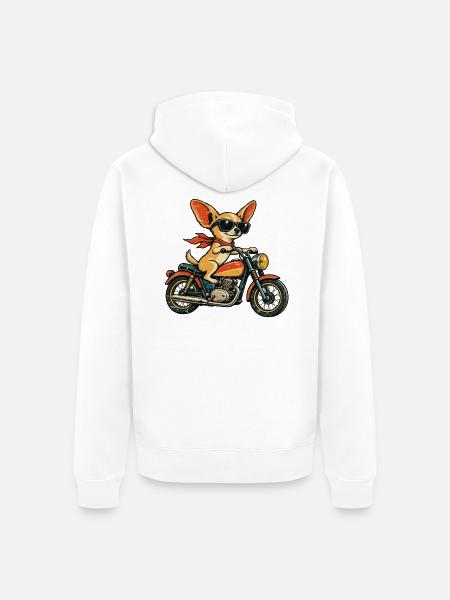 Chihuahua on Tour - Unisex Premium Bio Zip Hoodie - Weiß