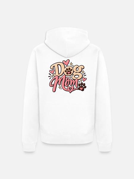 Pfotenabdruck Hunde-Mama-Herzkunst - Unisex Premium Bio Zip Hoodie - Weiß
