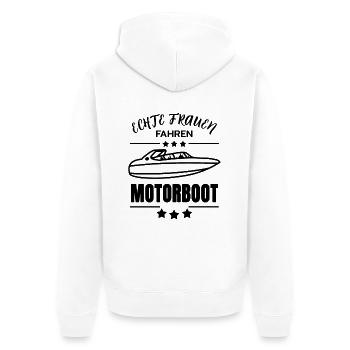 Echte Frauen fahren Motorboot - Unisex Premium Bio Zip Hoodie - Weiß - Hinten - Thijin (182cm)