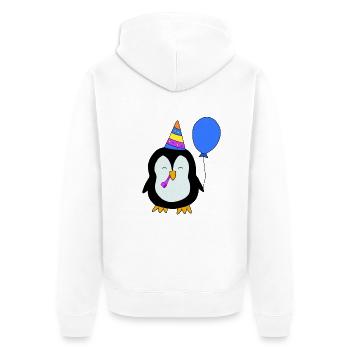 Birthday Birthday Penguin - Unisex Premium Organic Zip Hoodie - white - Back - Thijin (182cm)