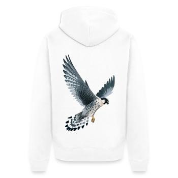 Wanderfalke im Flug - Unisex Premium Bio Zip Hoodie - Weiß - Hinten - Thijin (182cm)