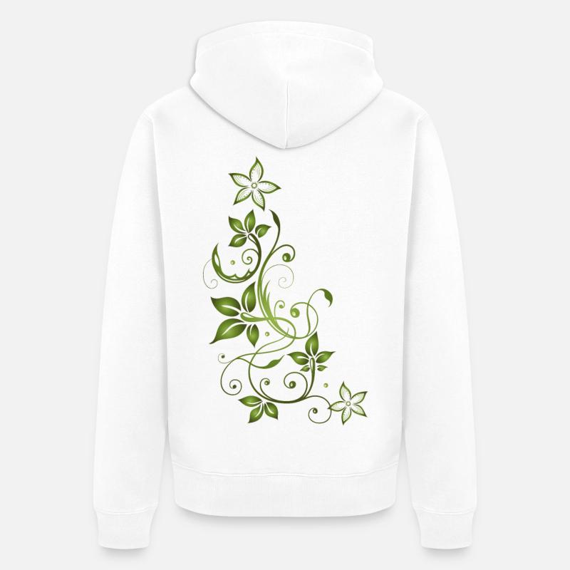 Feuille feuilles automne vert vrille - Veste à capuche bio Premium Unisexe - blanc