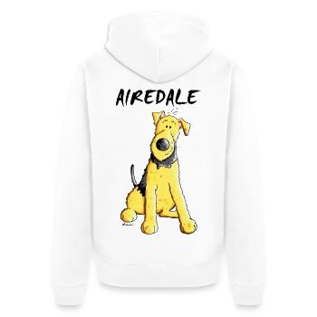 Witziger Airedale Terrier - Unisex Premium Bio Zip Hoodie - Weiß - Hinten - Thijin (182cm)