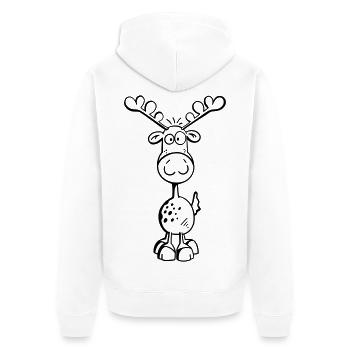 Da kommt ein Elch - Unisex Premium Bio Zip Hoodie - Weiß - Hinten - Thijin (182cm)