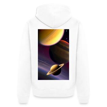Cosmic Planetsand Galaxy Art - Unisex Premium Organic Zip Hoodie - white - Back - Thijin (182cm)