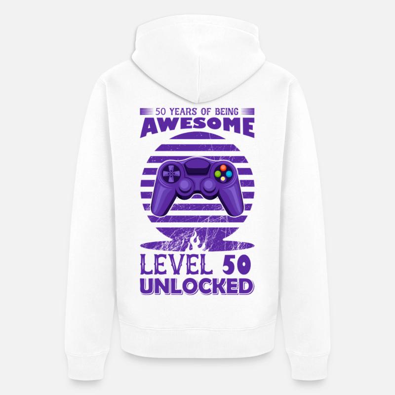 Motif de manette de jeu rétro - Veste à capuche bio Premium Unisexe - blanc