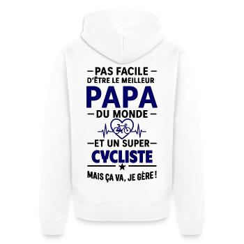 Heart + Cycling – Super Dad Cyclist - Unisex Premium Organic Zip Hoodie - white - Back - Thijin (182cm)