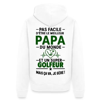 Heart + Golf – Super Dad Golfer - Unisex Premium Organic Zip Hoodie - white - Back - Thijin (182cm)