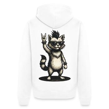 Chat à bascule avec crête et lunettes de soleil - Veste à capuche bio Premium Unisexe - blanc - Dos - Thijin (182cm)