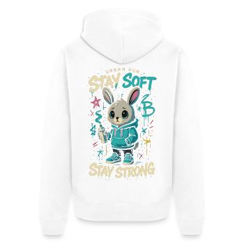 Sweat à capuche lapin urbain, restez doux, restez fort - Veste à capuche bio Premium Unisexe - blanc - Dos - Thijin (182cm)