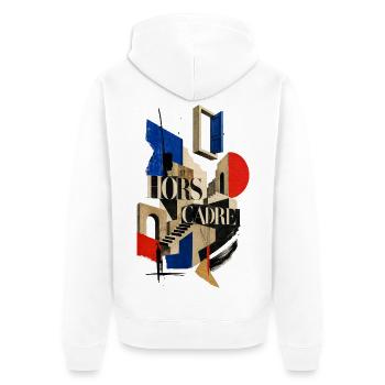 Hors Cadre: Collage d'Architecture - Veste à capuche bio Premium Unisexe - blanc - Dos - Thijin (182cm)
