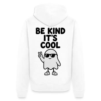 Cooles Friedensgespenst - Unisex Premium Bio Zip Hoodie - Weiß - Hinten - Thijin (182cm)