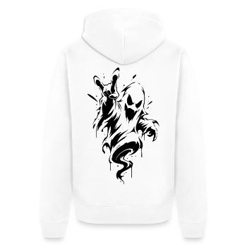 Rock Geist - Unisex Premium Bio Zip Hoodie - Weiß - Hinten - Thijin (182cm)