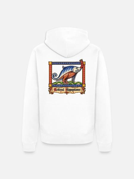 Das mittelalterliche Nilpferd - Unisex Premium Bio Zip Hoodie - Weiß