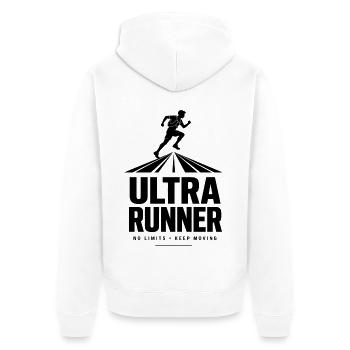 Ultra Runner No Limits Lauf Sport T-Shirt - Unisex Premium Bio Zip Hoodie - Weiß - Hinten - Thijin (182cm)