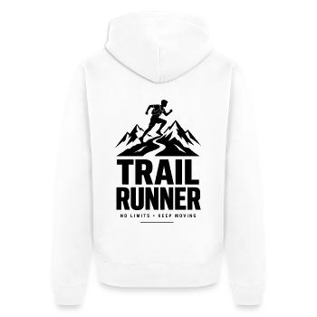 Trail Runner No Limits Lauf T-Shirt - Unisex Premium Bio Zip Hoodie - Weiß - Hinten - Thijin (182cm)
