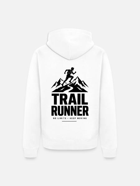 Trail Runner No Limits Lauf T-Shirt - Unisex Premium Bio Zip Hoodie - Weiß
