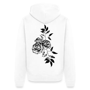 Rose Flowers Leaves - Unisex Premium Organic Zip Hoodie - white - Back - Thijin (182cm)