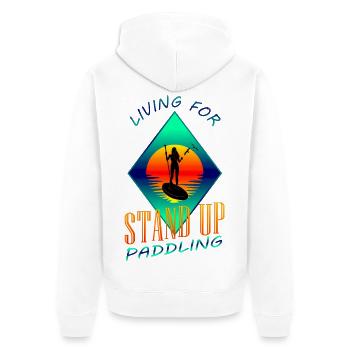 Stand Up Paddling - Unisex Premium Organic Zip Hoodie - white - Back - Thijin (182cm)