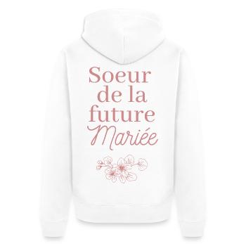Soeur future Mariée. EVJF Team future mariée - Veste à capuche bio Premium Unisexe - blanc - Dos - Thijin (182cm)