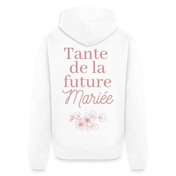 Tante future Mariée. EVJF Team future mariée  - Veste à capuche bio Premium Unisexe - blanc - Dos - Thijin (182cm)