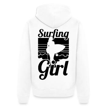 Surfing Girl - Unisex Premium Organic Zip Hoodie - white - Back - Thijin (182cm)