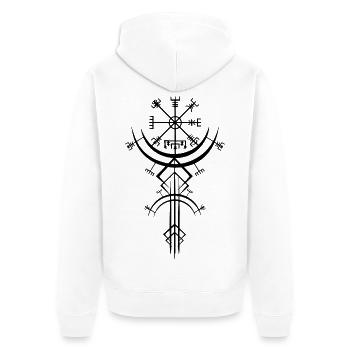 Schwarzes Symbol eines Wikinger-Kompasses - Unisex Premium Bio Zip Hoodie - Weiß - Hinten - Thijin (182cm)