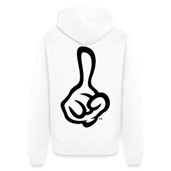 Index levé (doigt / main droite / 1C) - Veste à capuche bio Premium Unisexe - blanc - Dos - Thijin (182cm)