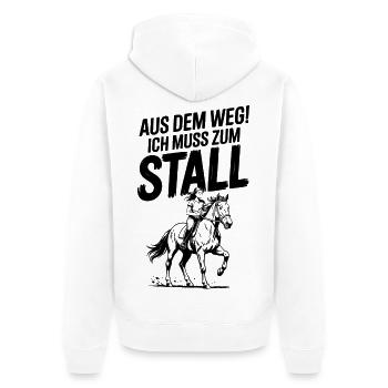 Cheval, équitation, cavalier, propriétaire de cheval, sport équestre - Veste à capuche bio Premium Unisexe - blanc - Dos - Thijin (182cm)
