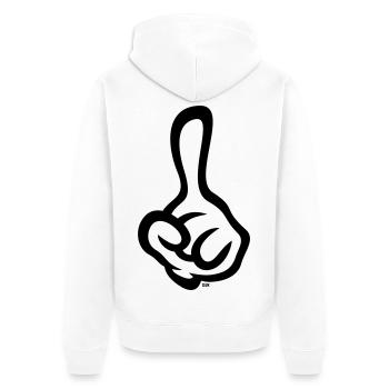 Index levé (doigt / main gauche / 1C) - Veste à capuche bio Premium Unisexe - blanc - Dos - Thijin (182cm)