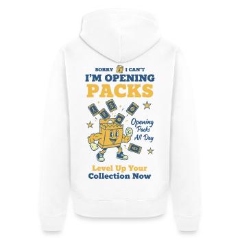 Sorry I Cant Im Opening Packs Trading Card Booster - Unisex Premium Organic Zip Hoodie - white - Back - Thijin (182cm)