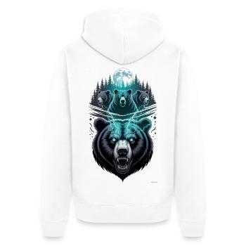 Lightning Bear Wildladungsdesign. - Unisex Premium Bio Zip Hoodie - Weiß - Hinten - Thijin (182cm)