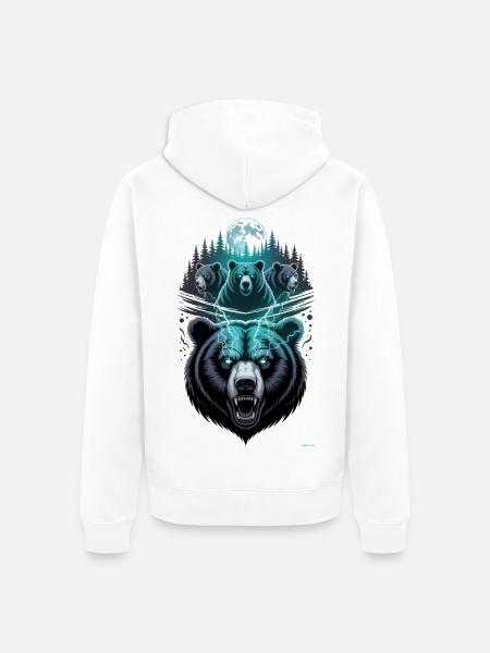 Lightning Bear Wildladungsdesign. - Unisex Premium Bio Zip Hoodie - Weiß