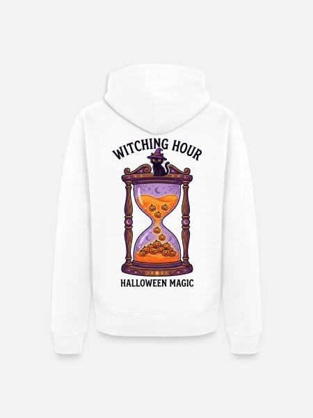 Magische Halloween-Sanduhr - Unisex Premium Bio Zip Hoodie - Weiß