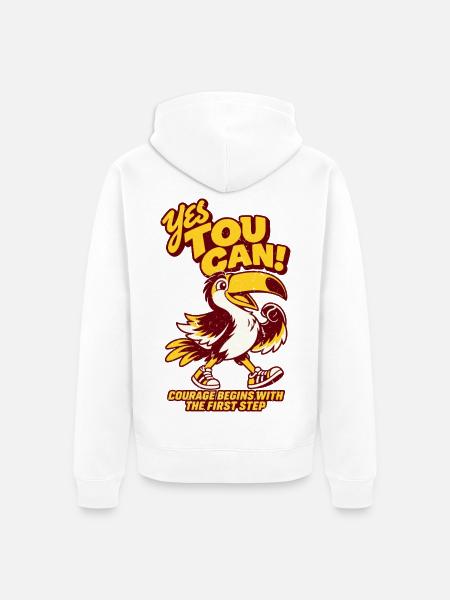 Yes You Can – Mutiger Tukan - Unisex Premium Bio Zip Hoodie - Weiß