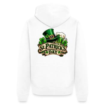 St Patrick's Day – Kleeblatt & Bier - Unisex Premium Bio Zip Hoodie - Weiß - Hinten - Thijin (182cm)