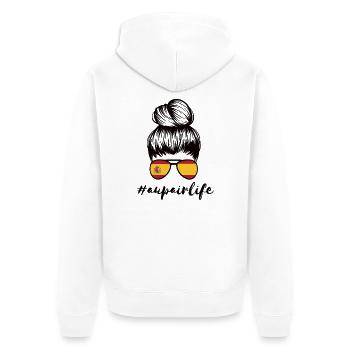 Au Pair Spanien Auslandsjahr Aupair #Aupairlife - Unisex Premium Bio Zip Hoodie - Weiß - Hinten - Thijin (182cm)