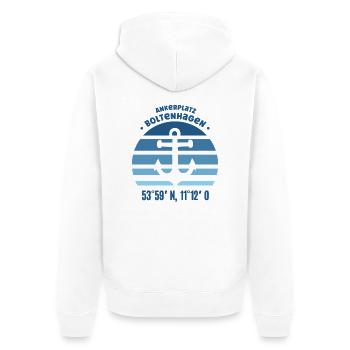 Boltenhagen Ankerplatz Koordinaten Ostseebad Küste - Unisex Premium Bio Zip Hoodie - Weiß - Hinten - Thijin (182cm)