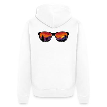 Montagnes au coucher du soleil – Wanderlust - Veste à capuche bio Premium Unisexe - blanc - Dos - Thijin (182cm)