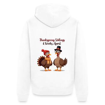 Thanksgiving Siblings - Unisex Premium Organic Zip Hoodie - white - Back - Thijin (182cm)