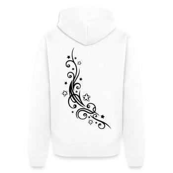 Tribal Tattoo mit vielen Sternen, stars - Unisex Premium Bio Zip Hoodie - Weiß - Hinten - Thijin (182cm)