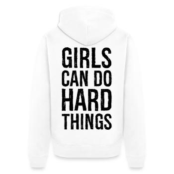 Mädchen können harte Dinge tun - Unisex Premium Bio Zip Hoodie - Weiß - Hinten - Thijin (182cm)