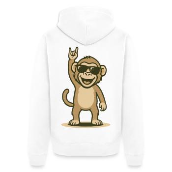 Babouin rocker cool avec lunettes de soleil - Veste à capuche bio Premium Unisexe - blanc - Dos - Thijin (182cm)