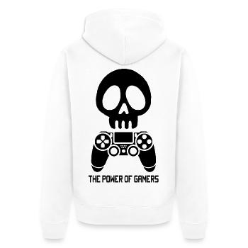 The Power of Video Games (Black) - Unisex Premium Organic Zip Hoodie - white - Back - Thijin (182cm)