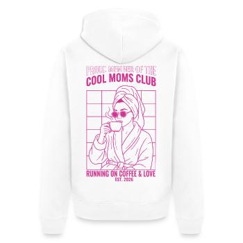 Cool Moms Club Coffee Chaos Shirt - Unisex Premium Bio Zip Hoodie - Weiß - Hinten - Thijin (182cm)